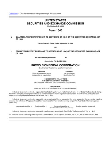 Miniature Inovio Pharmaceuticals 10-Q Rapport trimestriel  