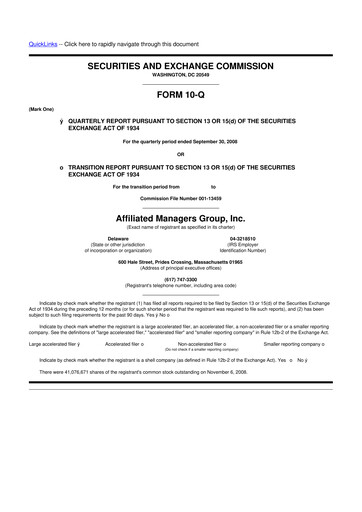 Thumbnail Affiliated Managers Group 10-Q Quarterly Report FY 