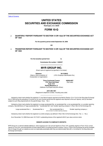 Thumbnail MYR Group 10-Q Quarterly Report FY 