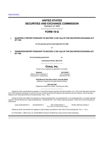 Thumbnail Crocs 10-Q Quarterly Report FY 