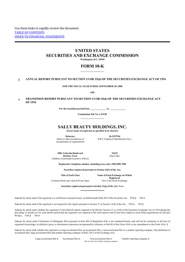 Thumbnail Sally Beauty Holdings 10-K Annual Report 