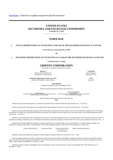 Thumbnail Griffon Corporation
 10-K Annual Report 