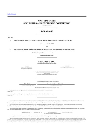 Thumbnail Synopsys 10-K Annual Report 