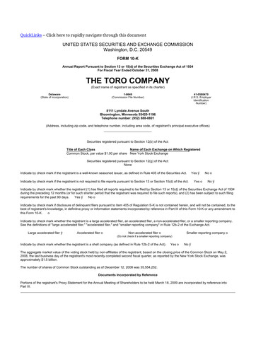 Thumbnail The Toro Company
 10-K Annual Report 