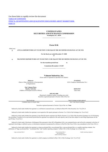 Thumbnail Valmont Industries
 10-K Annual Report 