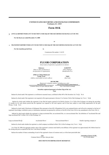 Thumbnail Fluor Corporation
 10-K Annual Report 