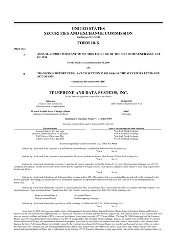 Thumbnail Telephone and Data Systems
 10-K Annual Report 