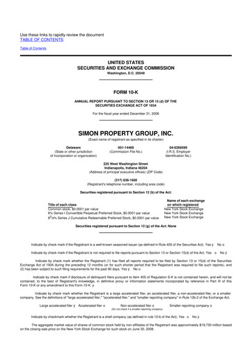 Vorschaubild Simon Property Group 10-K Jahresbericht 