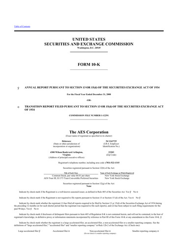 Thumbnail AES 10-K Annual Report 