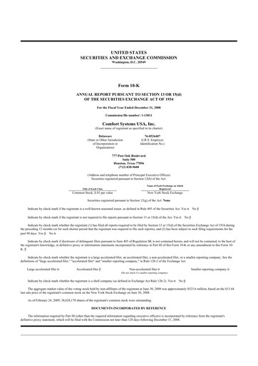 Thumbnail Comfort Systems USA 10-K Annual Report 