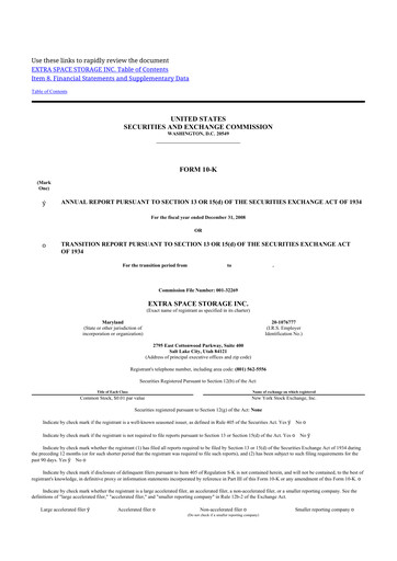 Thumbnail Extra Space Storage
 10-K Annual Report 