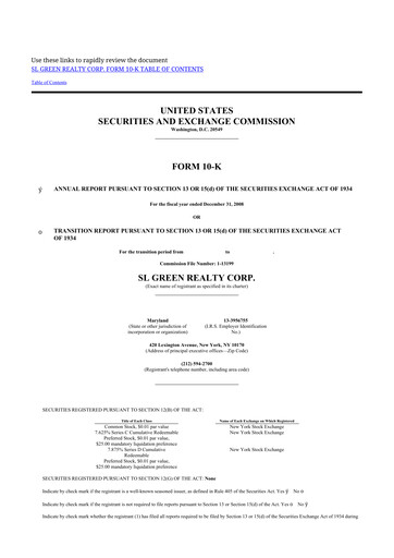 Thumbnail SL Green Realty
 10-K Annual Report 