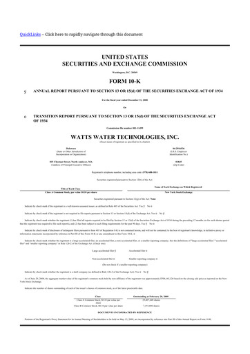 Thumbnail Watts Water Technologies
 10-K Annual Report 