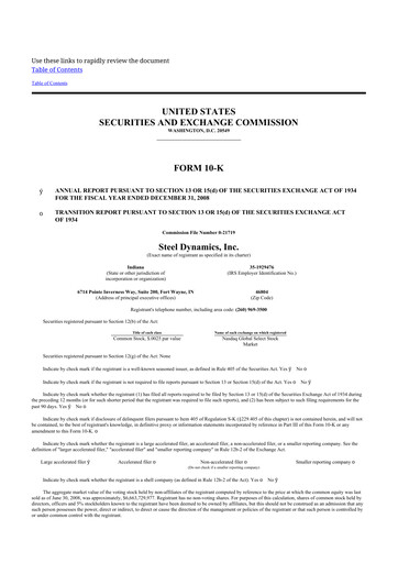 Thumbnail Steel Dynamics
 10-K Annual Report 