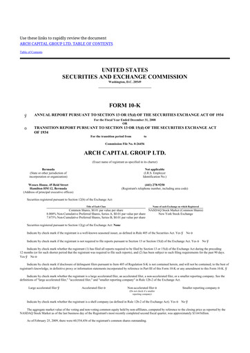 Thumbnail Arch Capital 10-K Annual Report 