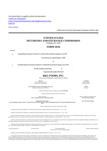 Thumbnail B&G Foods

 10-K Annual Report 