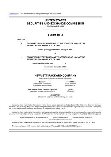 Thumbnail HP 10-Q Quarterly Report FY 