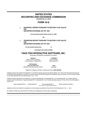 Thumbnail Take-Two Interactive
 10-Q Quarterly Report FY 