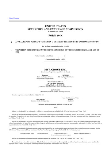 Thumbnail MYR Group 10-K Annual Report 