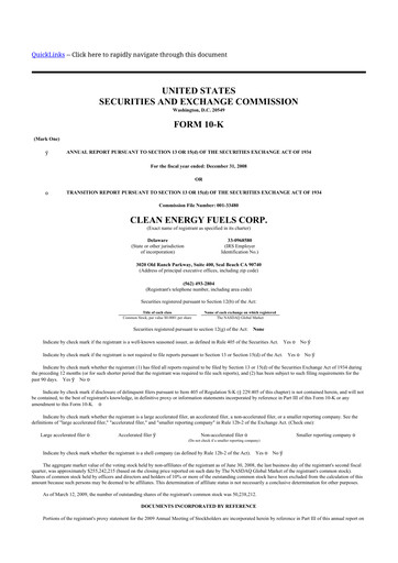 Thumbnail Clean Energy Fuels 10-K Annual Report 