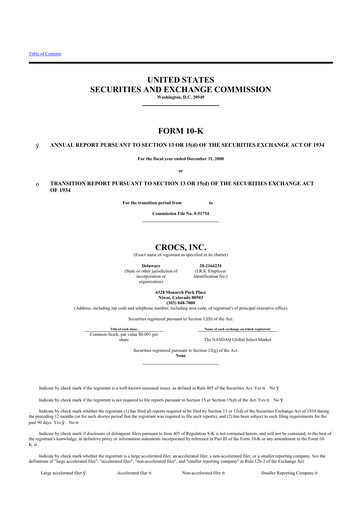 Thumbnail Crocs 10-K Annual Report 