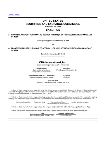 Thumbnail CRA International
 10-Q Quarterly Report FY 