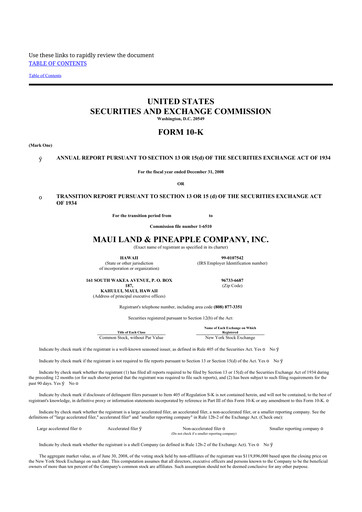 Thumbnail Maui Land & Pineapple Company 10-K Annual Report 