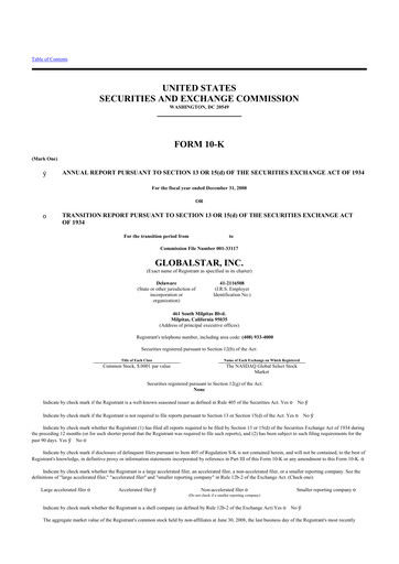 Thumbnail Globalstar
 10-K Annual Report 