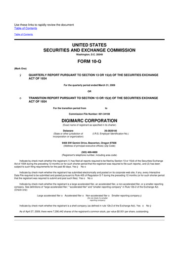 Thumbnail Digimarc
 10-Q Quarterly Report FY 