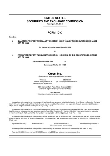 Thumbnail Crocs 10-Q Quarterly Report FY 