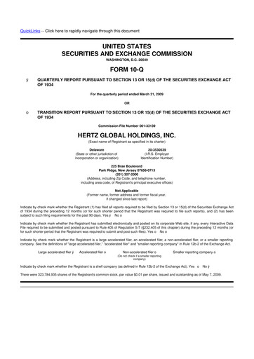 Miniature Herc Holdings
 10-Q Rapport trimestriel  