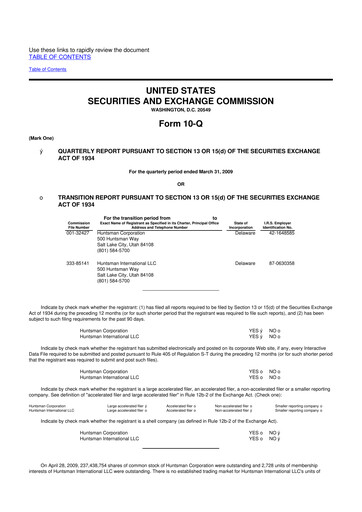 Thumbnail Huntsman Corporation
 10-Q Quarterly Report FY 