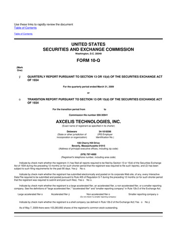 Thumbnail Axcelis Technologies
 10-Q Quarterly Report FY 