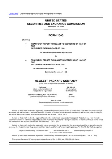 Thumbnail HP 10-Q Quarterly Report FY 