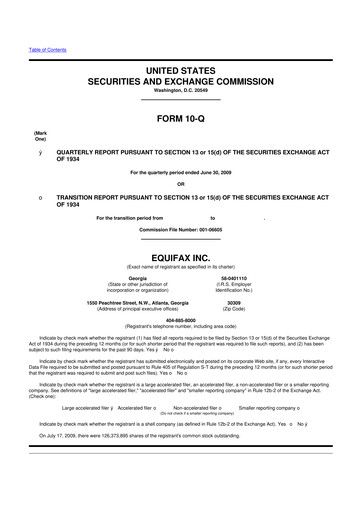 Vorschaubild Equifax 10-Q Quartalsbericht  