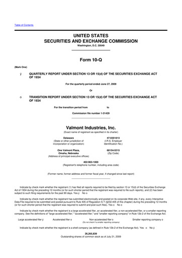 Thumbnail Valmont Industries
 10-Q Quarterly Report FY 