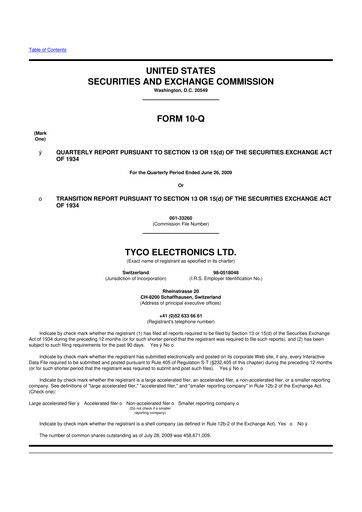Thumbnail TE Connectivity
 10-Q Quarterly Report FY 