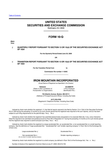 Thumbnail Iron Mountain 10-Q Quarterly Report FY 