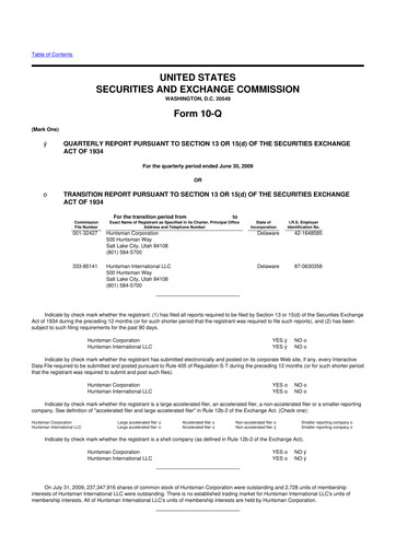 Thumbnail Huntsman Corporation
 10-Q Quarterly Report FY 