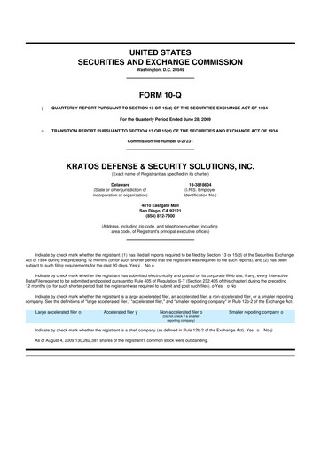 Thumbnail Kratos Defense & Security Solutions 10-Q Quarterly Report FY 