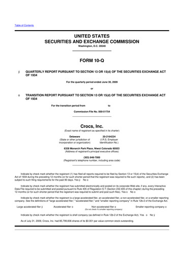 Thumbnail Crocs 10-Q Quarterly Report FY 