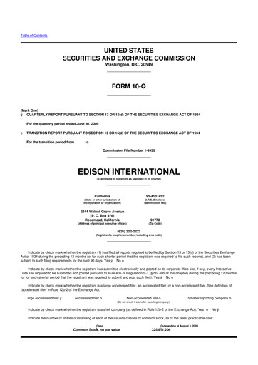 Thumbnail Edison International
 10-Q Quarterly Report FY 