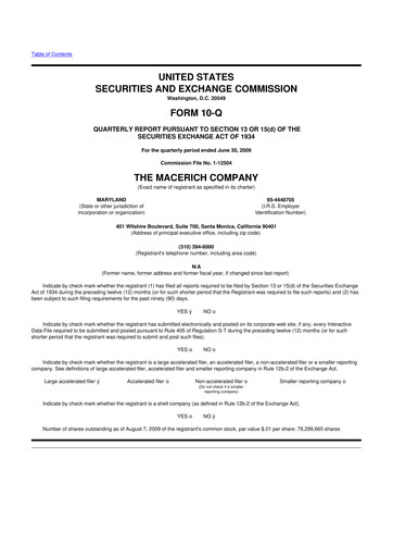 Thumbnail Macerich 10-Q Quarterly Report FY 