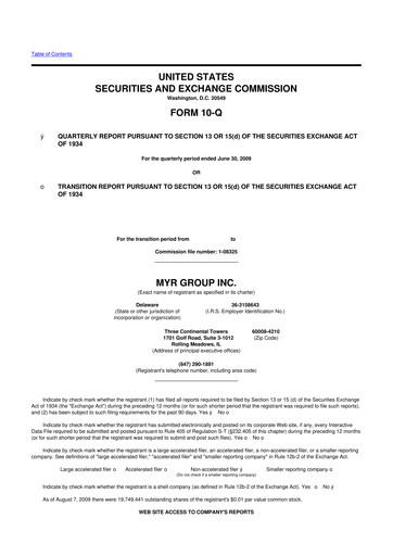 Thumbnail MYR Group 10-Q Quarterly Report FY 