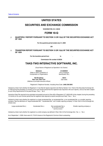 Thumbnail Take-Two Interactive
 10-Q Quarterly Report FY 