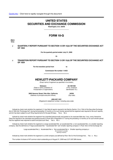 Thumbnail HP 10-Q Quarterly Report FY 