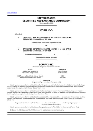 Vorschaubild Equifax 10-Q Quartalsbericht  