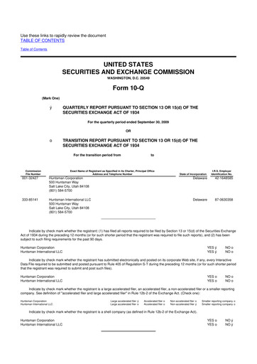 Thumbnail Huntsman Corporation
 10-Q Quarterly Report FY 