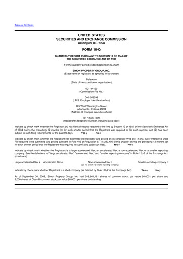 Thumbnail Simon Property Group 10-Q Quarterly Report FY 