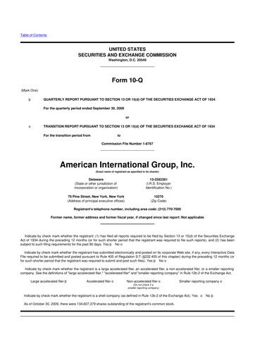 Thumbnail American International Group 10-Q Quarterly Report FY 